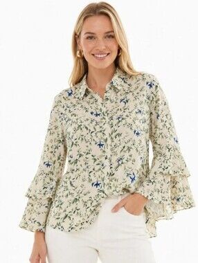 Tuckernuck Lapis Iris Norah Bell Sleeve Blouse | Size XL - NWT